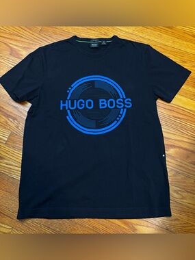 Hugo Boss Black Short-Sleeve Tee with Blue Logo